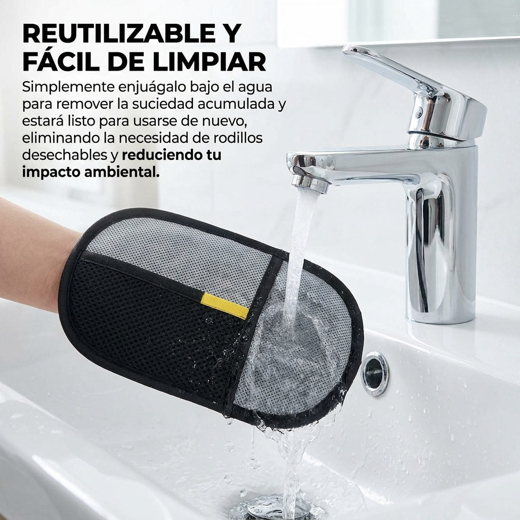Guante quita pelusas — BENEFICIO SOSTENIBLE Y LAVABLE