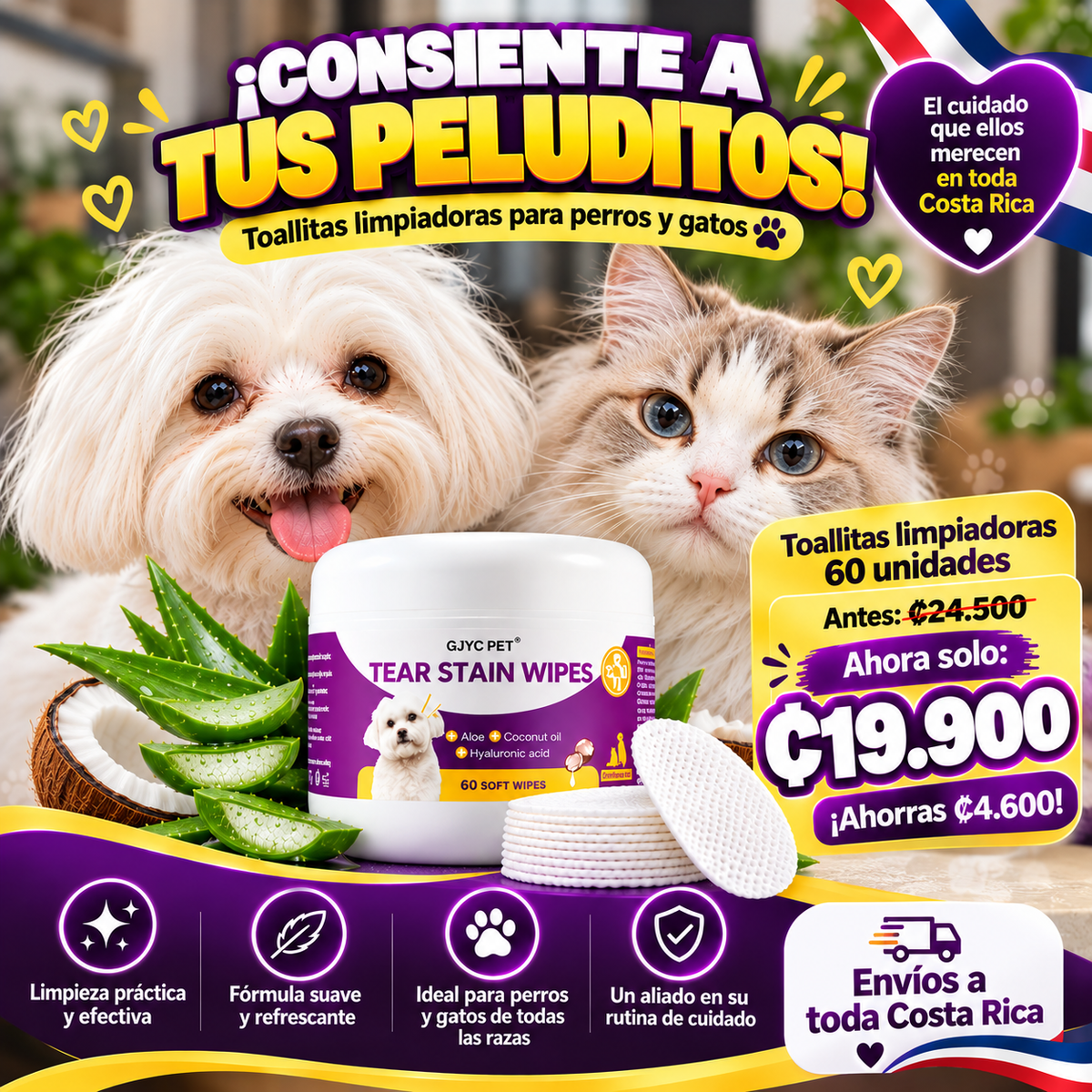 Toallitas para ojos de mascota