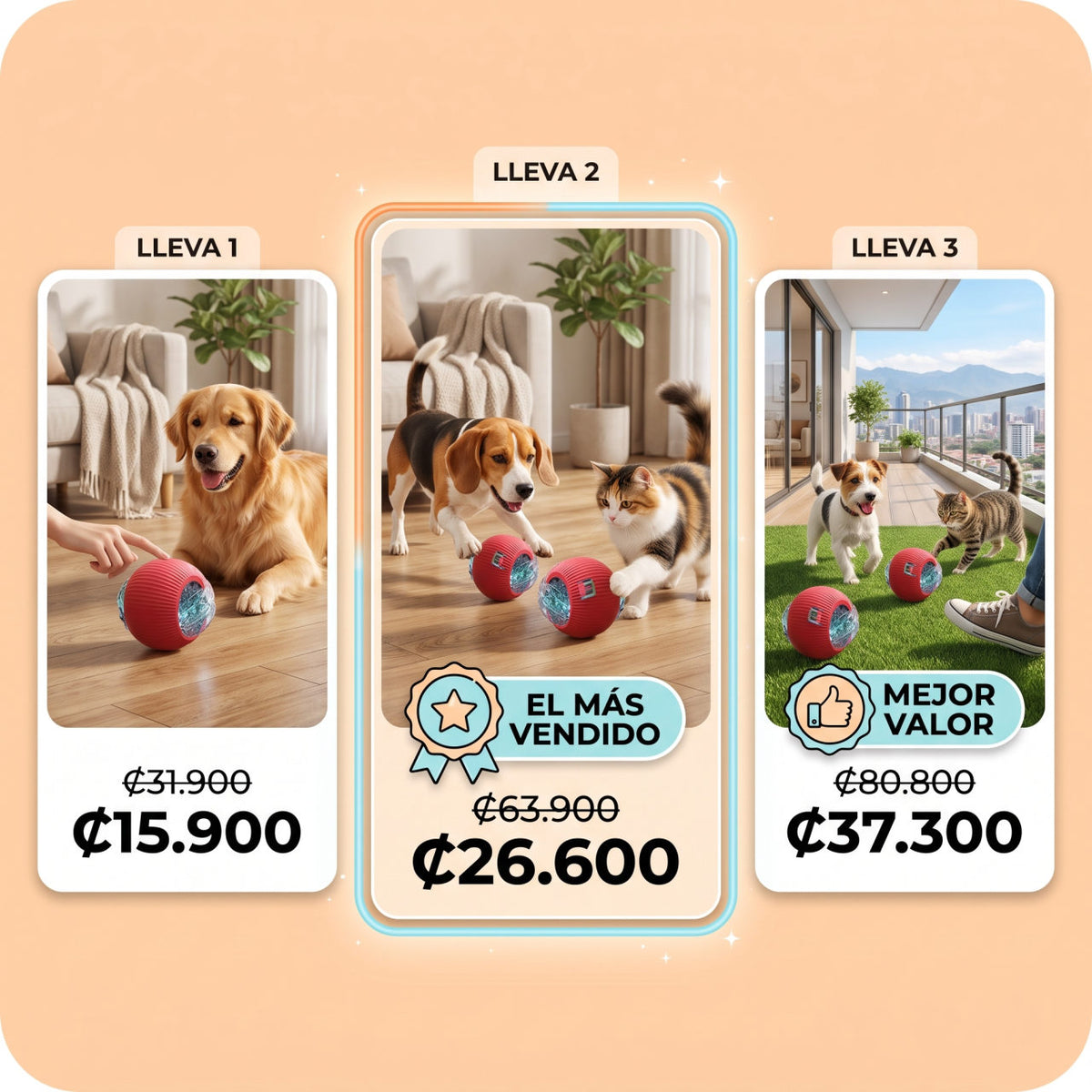 Pelota  interactiva para mascotas — OFERTAS POR CANTIDAD
