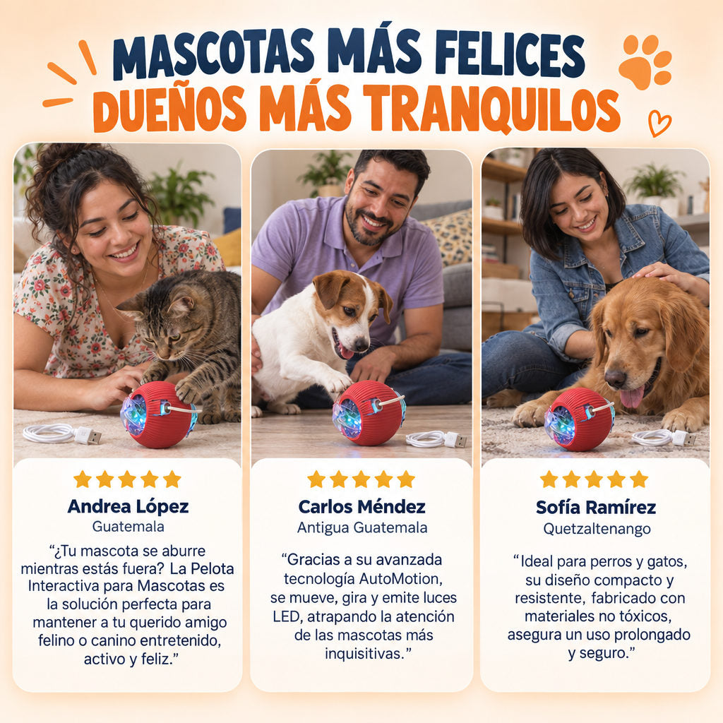 Pelota  interactiva para mascotas — TESTIMONIOS