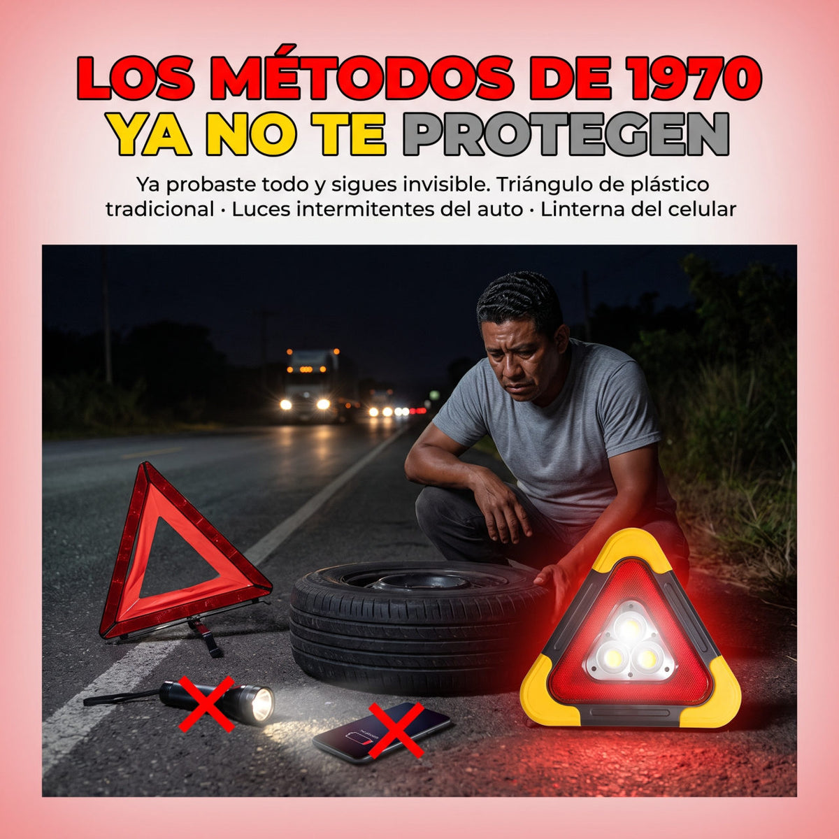 Triangulo LED emergencia — LO QUE NO FUNCIONÓ