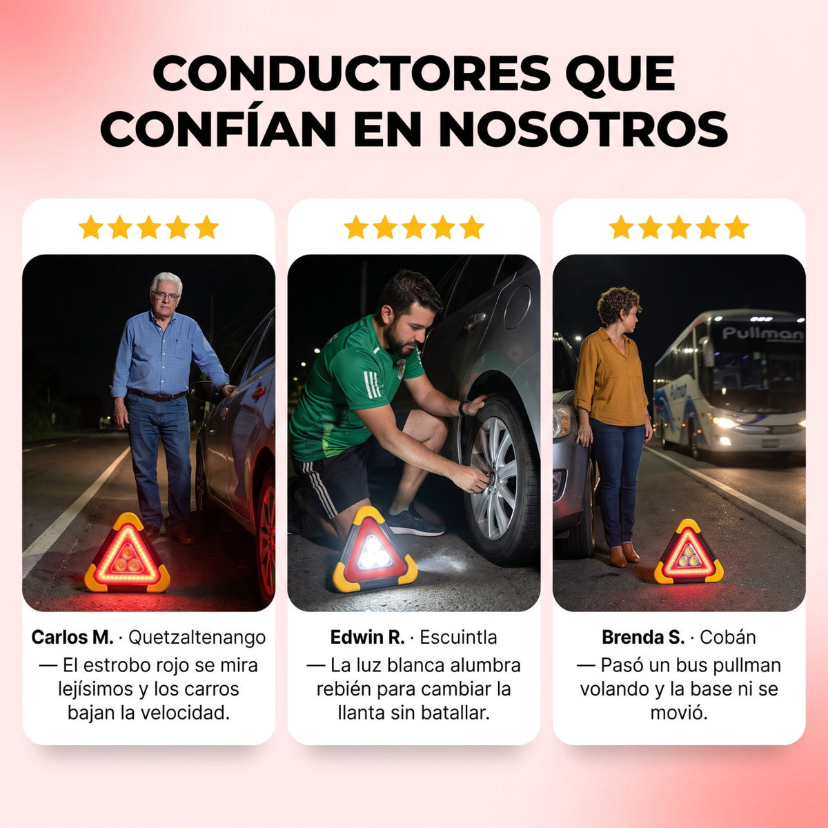 Triangulo LED emergencia — TESTIMONIOS